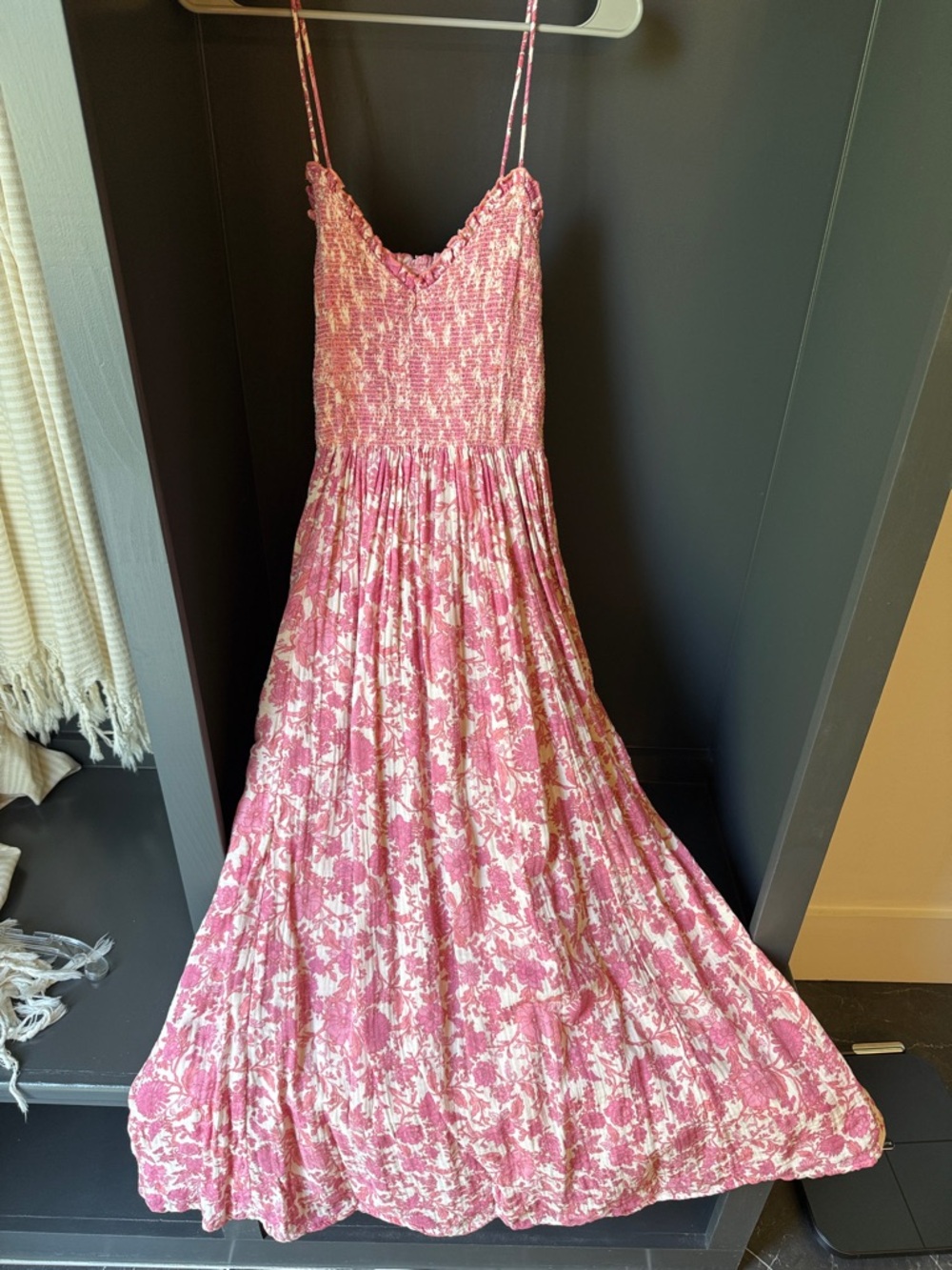 Free People Pink and White Floral Midi Dress